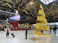 Moscow, Russia, December, 25, 2022. Christmas tree in the departure area at Sheremetyevo Airport, Terminal B. Russia, Moscow Royalty Free Stock Photo