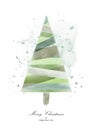 Christmas tree design with green watercolor on white background Royalty Free Stock Photo