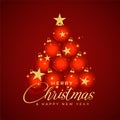 Christmas tree design made with 3d xmas balls decoration Royalty Free Stock Photo