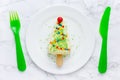 Christmas tree dessert - portion cheesecake on stick Royalty Free Stock Photo