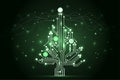 Christmas tree from digital electronic circuit. Royalty Free Stock Photo