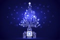 Christmas tree from digital electronic circuit. Royalty Free Stock Photo