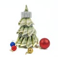 Christmas tree by dollars Royalty Free Stock Photo