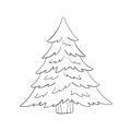 Christmas tree in doodle style, vector illustration. Isolated element on a white background. Icon fir for print and Royalty Free Stock Photo