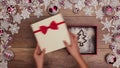 Christmas tree drawing appear in gift box, creative holiday presents concept