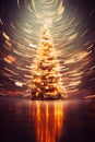 Christmas tree in dynamic light painting technique, motion blur Royalty Free Stock Photo