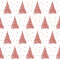 Christmas tree from the elements of ornament vector seamless pattern. Stylized Christmas tree seamless texture