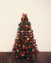 Christmas tree in empty living room Royalty Free Stock Photo