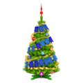 Christmas tree with the European Union Xmas pennant flags, 3D rendering