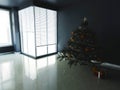 Christmas tree, evening room, 3d Royalty Free Stock Photo
