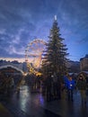 Christmas tree and Ferris wheel at the Christmas markets, Ostrava, Czech Republic