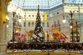 Christmas tree in the festive interior of Gum, Moscow, Russia Royalty Free Stock Photo