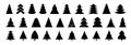 Christmas tree fir icons in black. Christmas tree icon set. Set of various Christmas tree silhouettes. Spruce icons