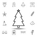 Christmas tree, fir-tree in the snow icon. Simple thin line, outline vector element of Christmas joy icons set for UI and UX, Royalty Free Stock Photo