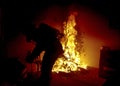 Christmas tree on fire in a house