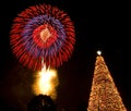 Christmas tree fireworks eve lights santa Royalty Free Stock Photo