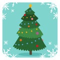 Christmas tree flat design vactor icon greeting card