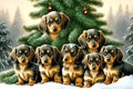 christmas tree forest with puppies dachshund dog
