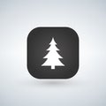 Christmas tree or forest sign icon over the application button. Vector