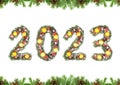 Christmas tree framework and 2023 number