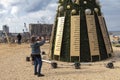 Christmas Tree in front of Beirut Port, the site of August 4 massive explosion with the names of the victims