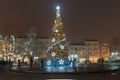 Christmas tree in Front of The City Hall in city of Plovdiv, Bulgaria