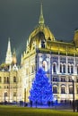 Christmas Tree In Front Off Parliament Building Royalty Free Stock Photo