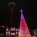 Christmas tree in front of the Playhouse theatre Royalty Free Stock Photo