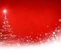 Christmas tree on a frozen red background Royalty Free Stock Photo