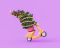 christmas tree at full speed on a motorcycle Royalty Free Stock Photo