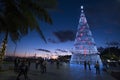 Christmas tree in Funchal harbour promenade with great Christmas lights and decoration