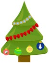 Christmas tree with garlands and Christmas balls Royalty Free Stock Photo