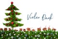 Christmas Tree, Red Balls, Fir Branch, Vielen Dank Means Thank You