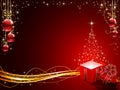 Christmas tree, Gift box and balls Royalty Free Stock Photo