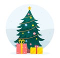 Christmas tree with gift Royalty Free Stock Photo