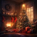 Christmas tree, gift , livingroom, Fireplace - 1