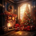 Christmas tree, gift , livingroom, Fireplace - 2