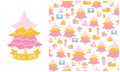 Christmas tree and gifts boxes.Set of vector seamless patterns and illustrations. Childish hand-drawn Scandinavian style. Limited Royalty Free Stock Photo