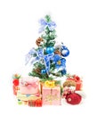 Christmas Tree and Gifts. Over white background Royalty Free Stock Photo