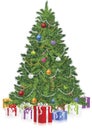 Christmas Tree with Gifts on Reflection Royalty Free Stock Photo