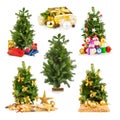 Christmas tree with gifts, set