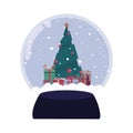 Christmas tree gifts snow globe decoration Royalty Free Stock Photo