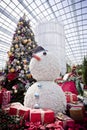 Christmas tree, gifts and snowman