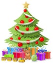 Christmas tree with gifts and toys isolated vector Royalty Free Stock Photo