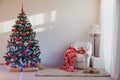 Christmas tree with Christmas gifts in White Hall on Christmas Royalty Free Stock Photo