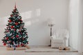 Christmas tree with Christmas gifts in White Hall on Christmas Royalty Free Stock Photo