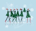 Christmas tree girls for your design