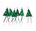 Christmas tree girls for your design