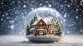 Christmas tree globe Snowflake with Snowfall Royalty Free Stock Photo