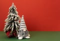 christmas tree and gnome gonk with copy space background Royalty Free Stock Photo